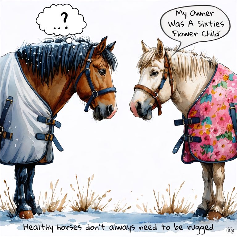 Healthy horses don’t always need to be rugged – cartoon