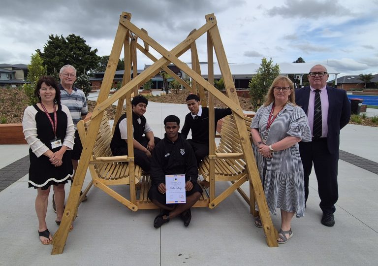 Wesley College students build swing for Franklin Hospice fundraiser